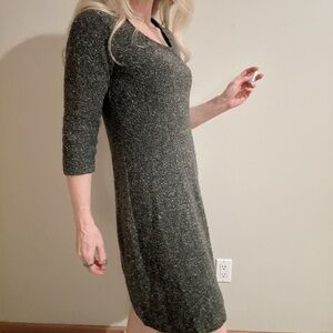 Northwest Territory Tweed Knit Midi Dress - Charcoal